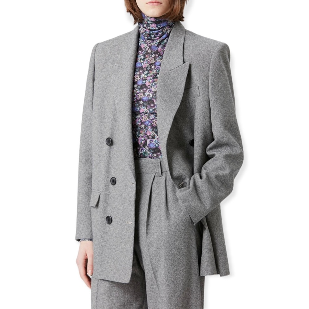 $1280 Isabel Marant Grey Double Breasted Blazer Size 34 - Picture 2 of 16
